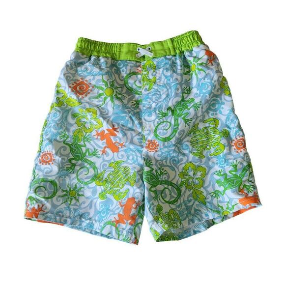 Bunz Kidz Gecko Print Swim Trunks - Picture 1 of 7